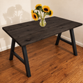 Black Ebony flat-edge pine dining table with A-frame legs — illustrative preview