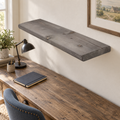 Driftwood Grey flat edge shelf handmade by Rutherford Works in a country study